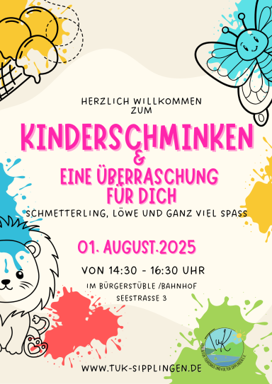 Plakat für einen Nachmittag Kinderschminken